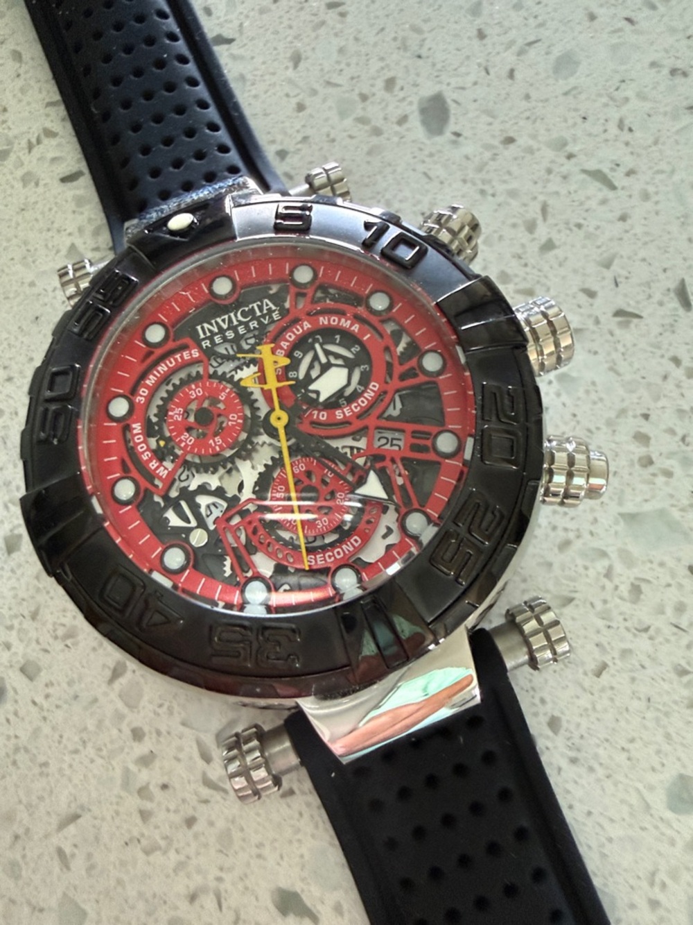 Invicta Reserve Red Dial Chronograph Swim Watch